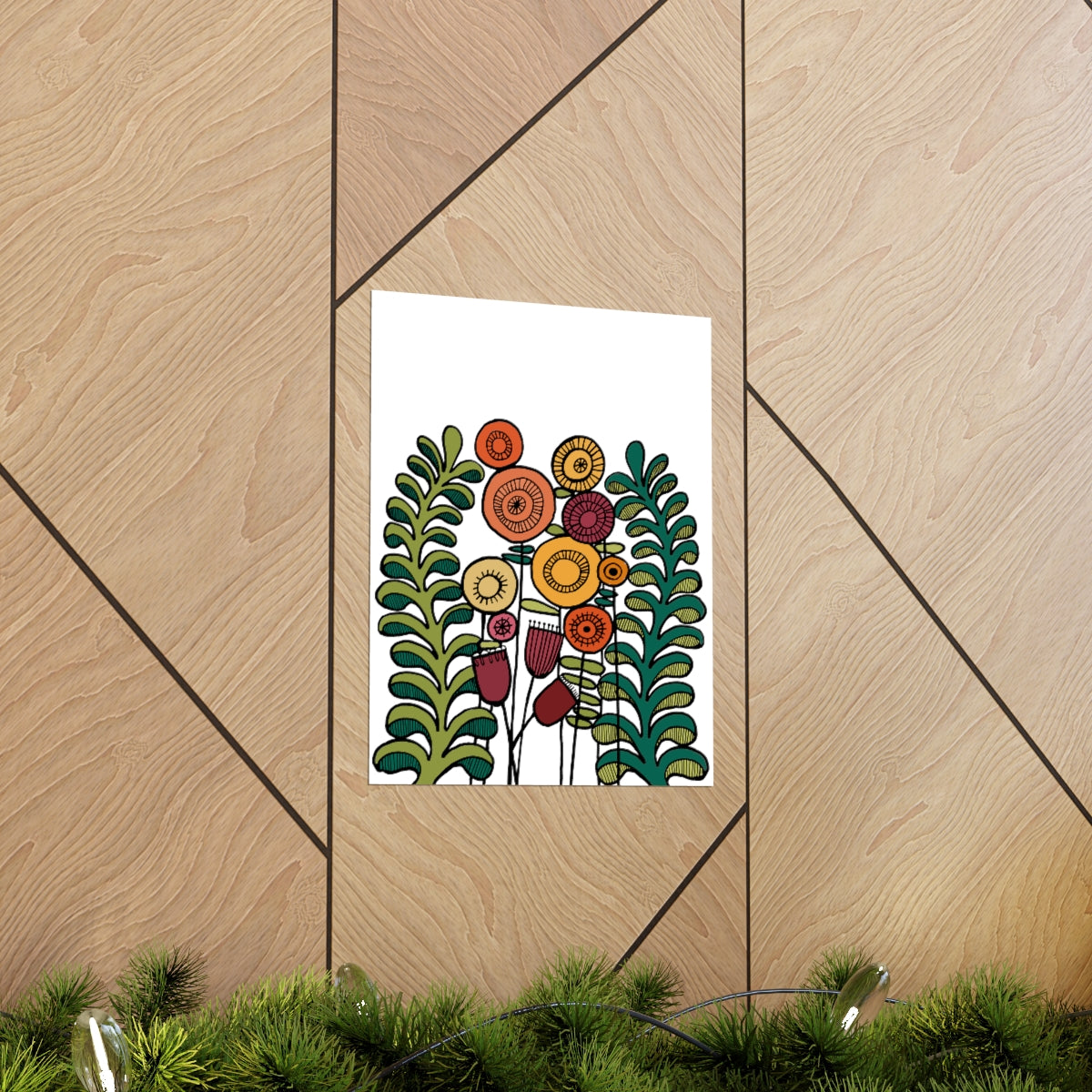 Vintage Flowers and Ferns Premium Matte vertical posters