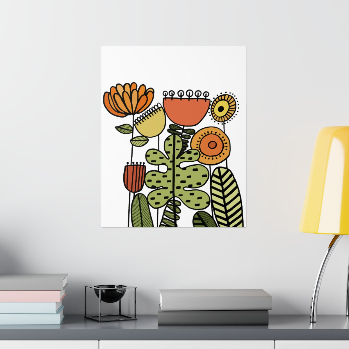 Warm Vintage Flowers Premium Matte vertical posters