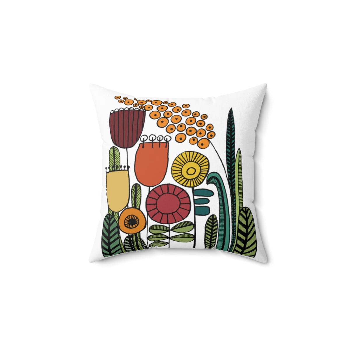 Vintage Flowers Warm Tones Spun Polyester Square Pillow