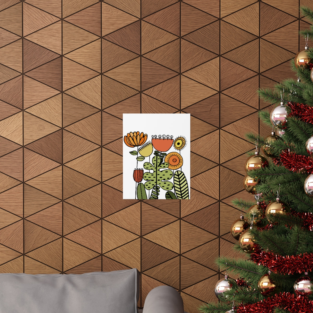 Warm Vintage Flowers Premium Matte vertical posters