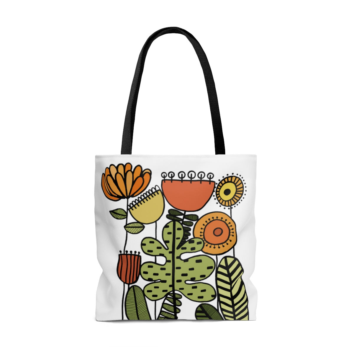 Warm Vintage Flowers Original Artwork Reusable Graphic Tote Bag