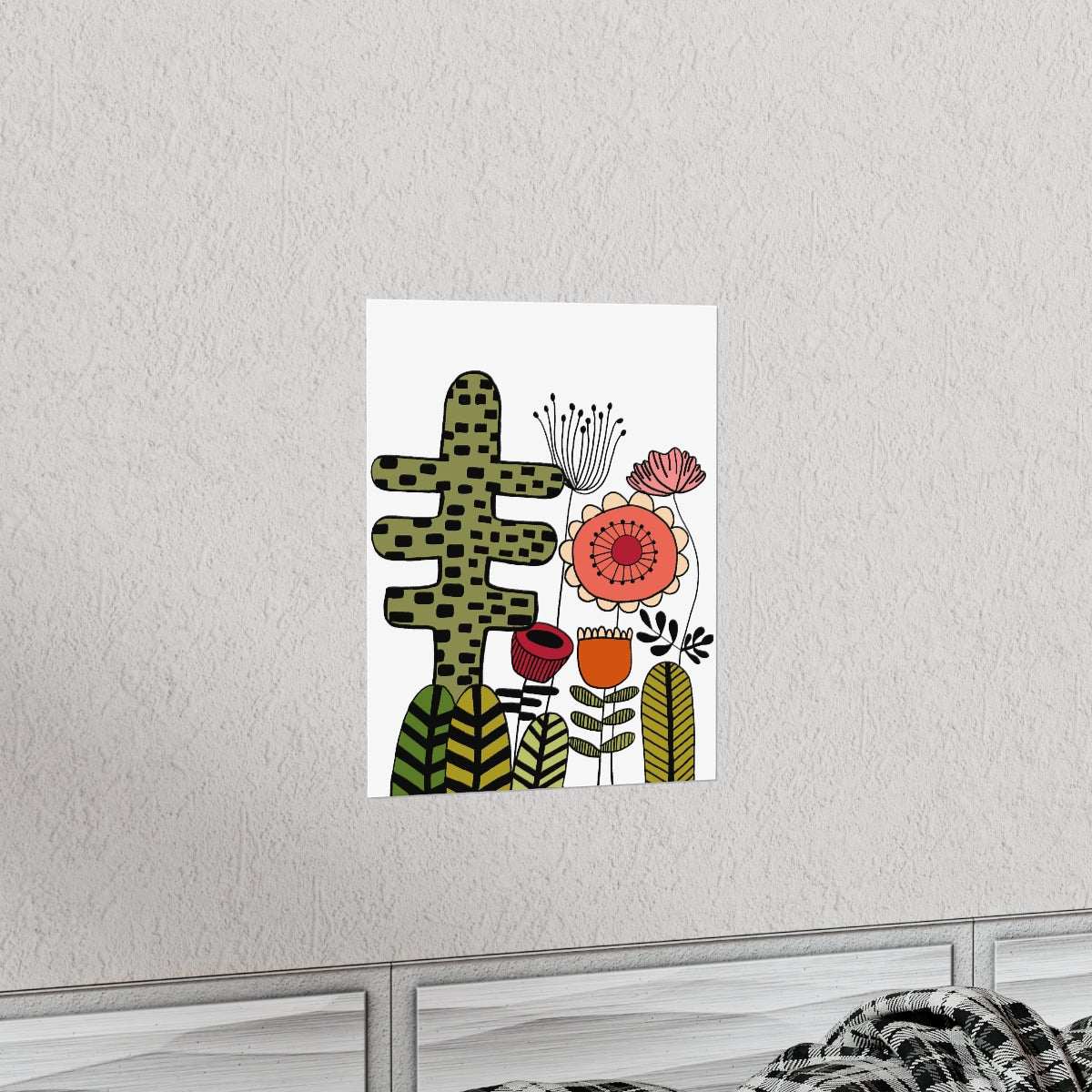 Vintage Flowers Cactus Flowers Premium Matte vertical posters