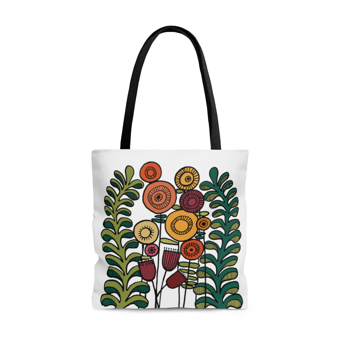 Flowers and Ferns Original Artwork Reusable Graphic Tote Bag