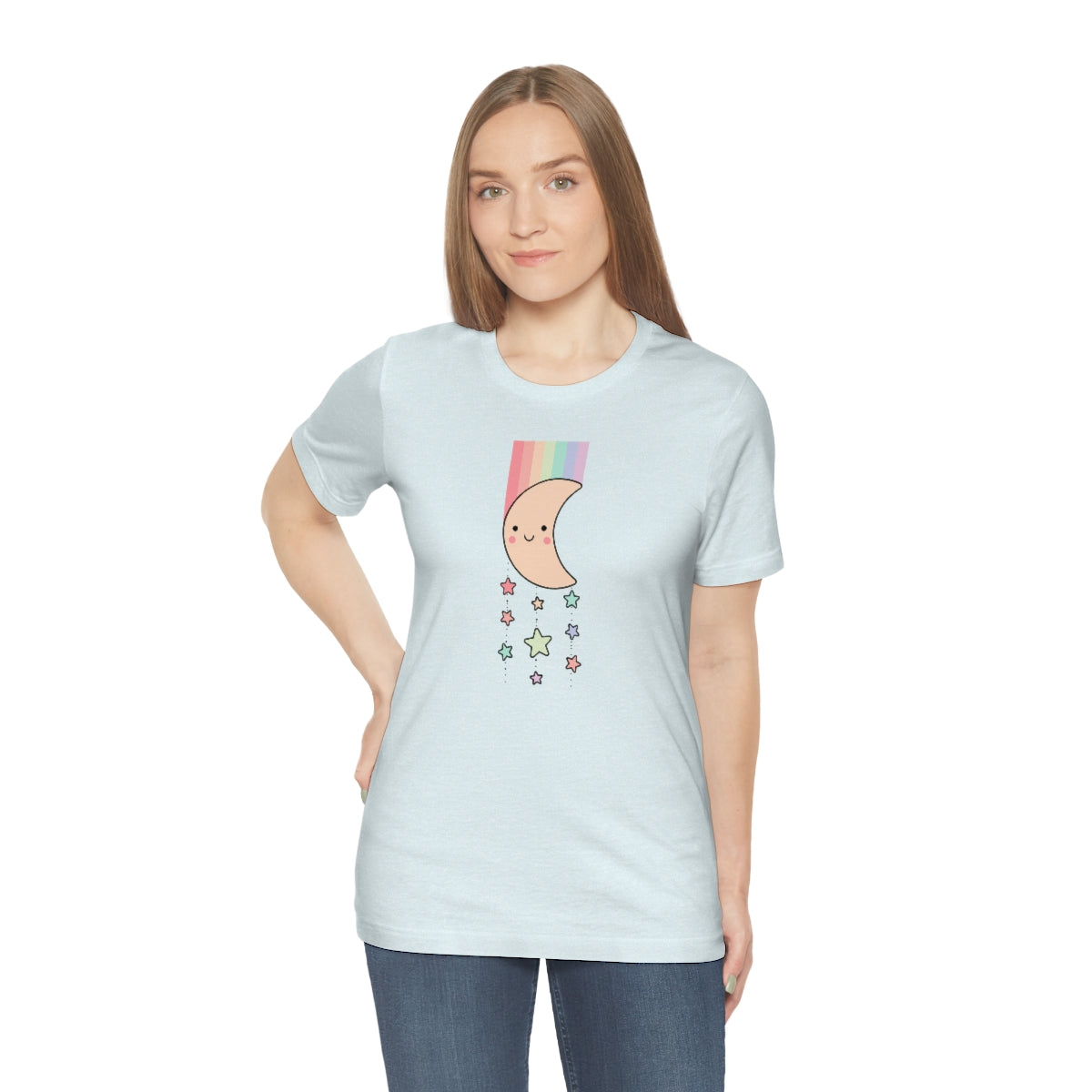 Moon Rainbow Stars T-shirt, Teacher shirt, rainbow tee, Shooting stars t, inspirational shirt, fun tshirt