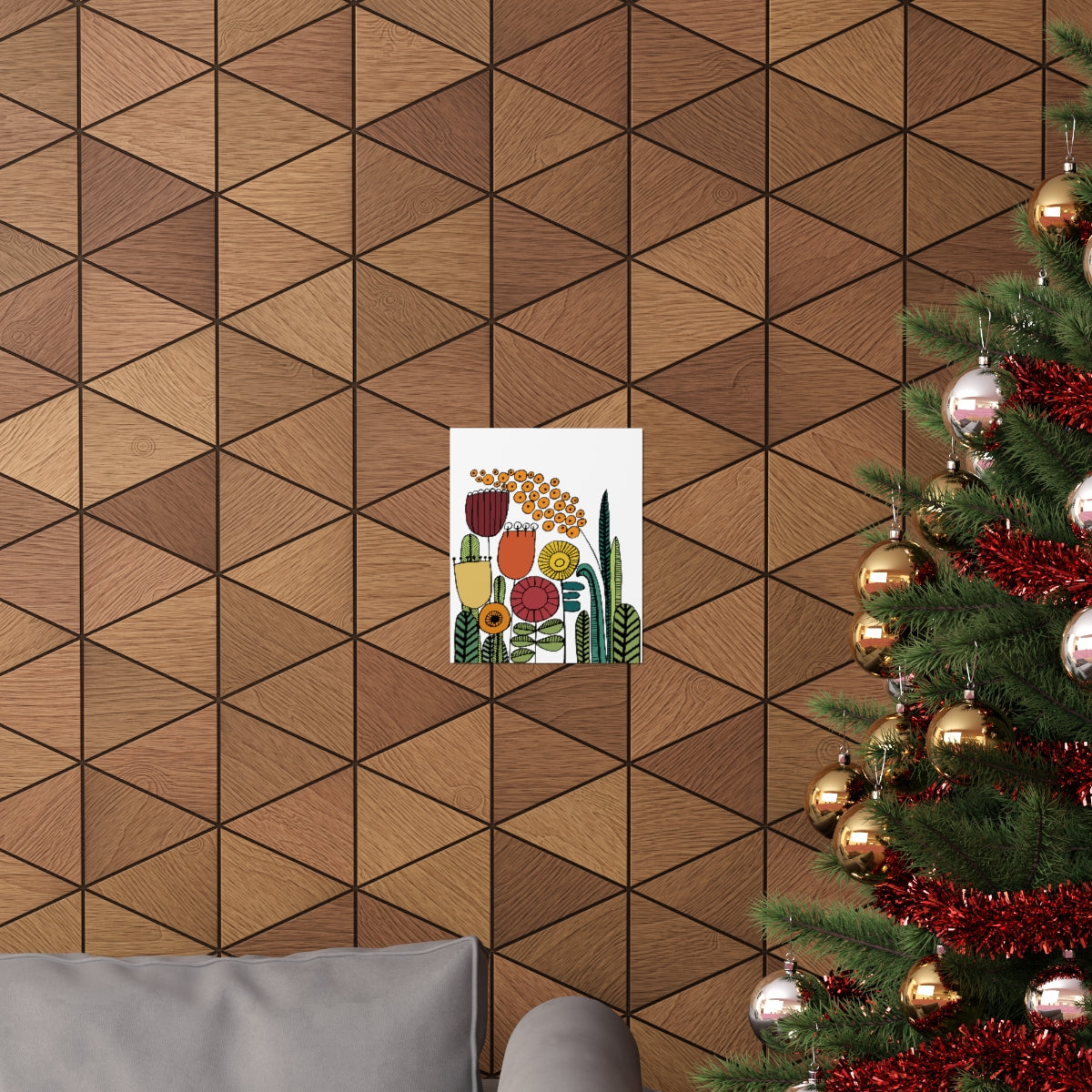 Vintage Flowers Warm Tones Premium Matte vertical posters