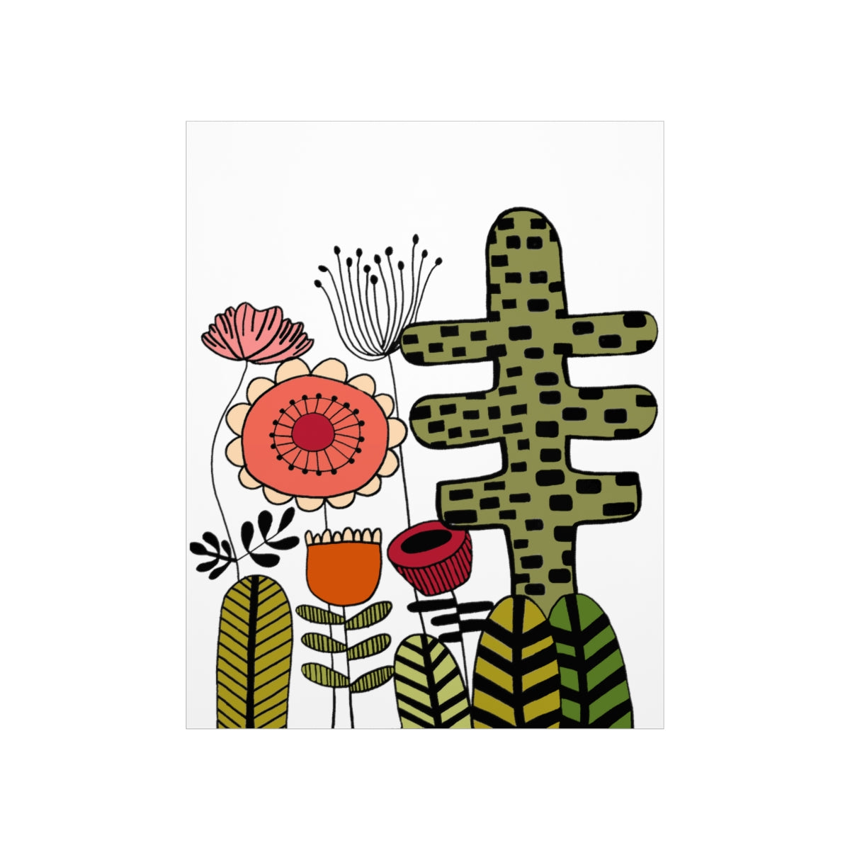Vintage Flowers Cactus Flowers Premium Matte vertical posters