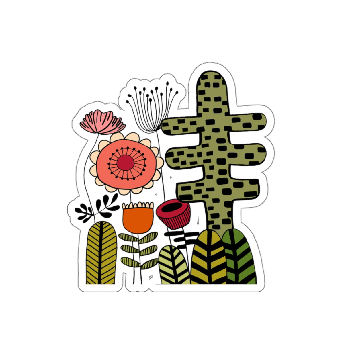 Vintage Flower Cactus Flowers Die-Cut Stickers