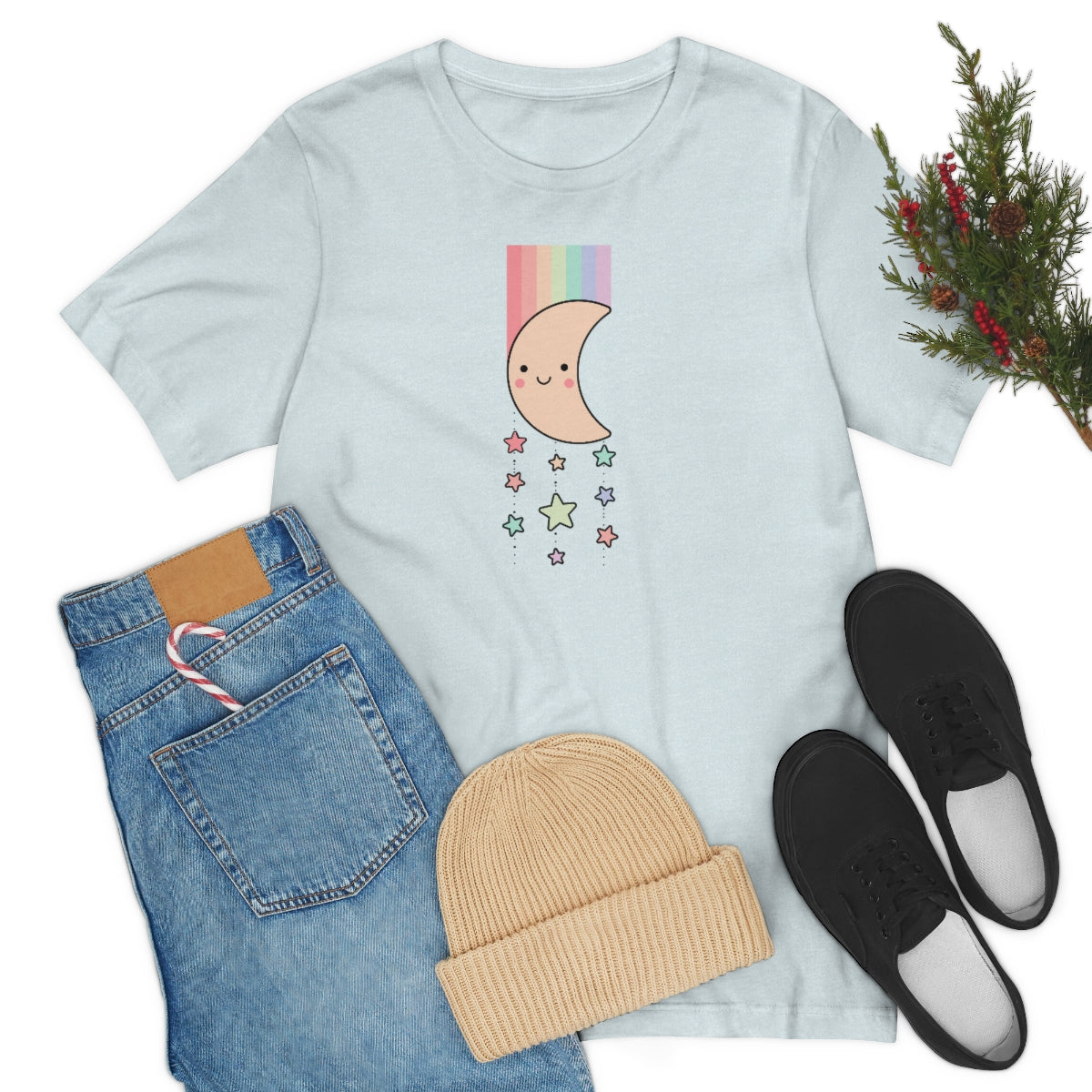 Moon Rainbow Stars T-shirt, Teacher shirt, rainbow tee, Shooting stars t, inspirational shirt, fun tshirt