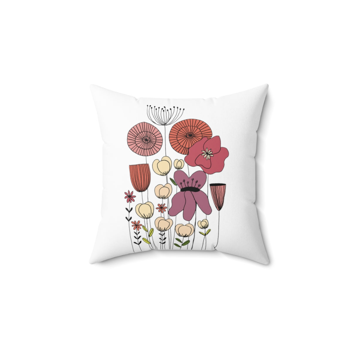 Vintage Wildflowers Spun Polyester Square Pillow