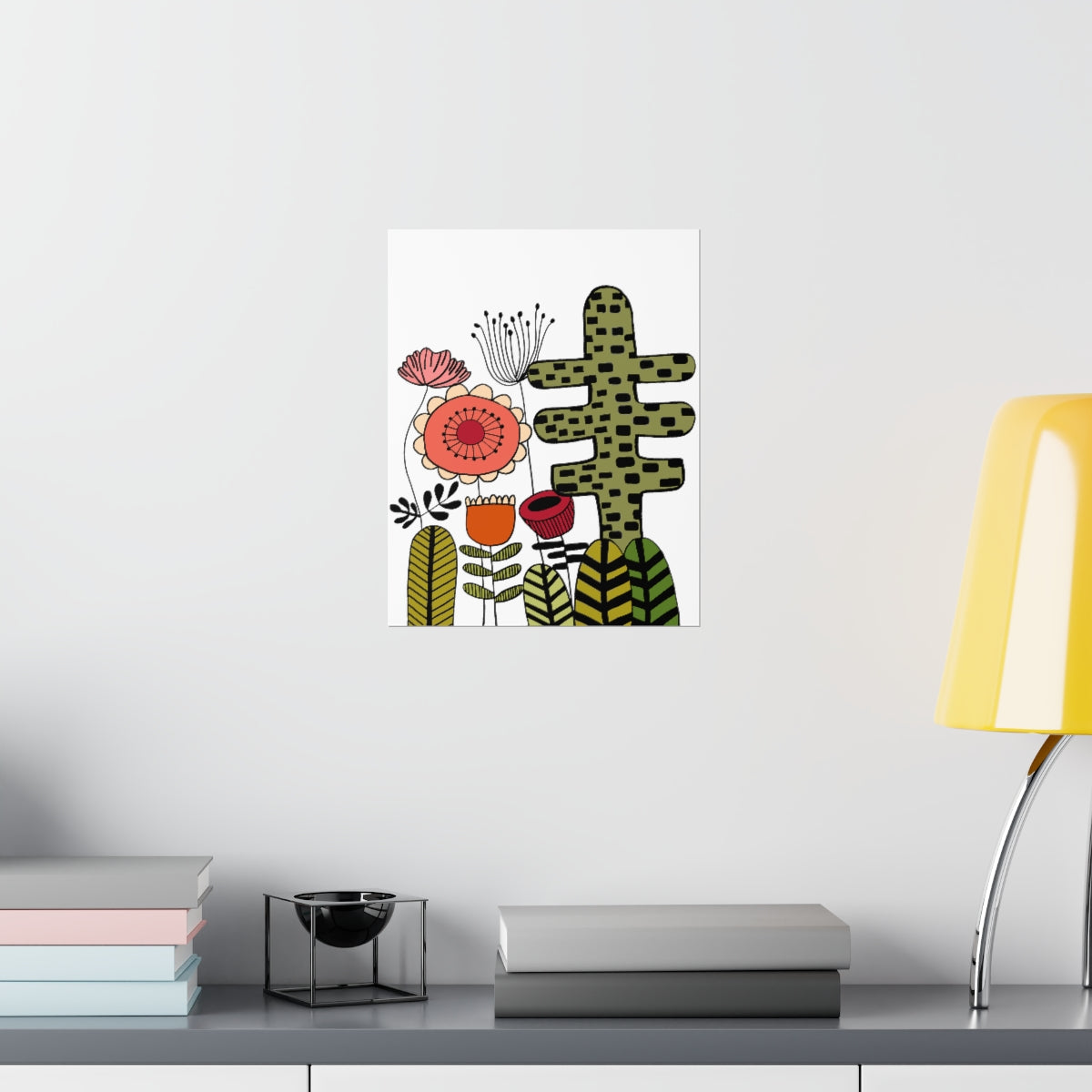 Vintage Flowers Cactus Flowers Premium Matte vertical posters