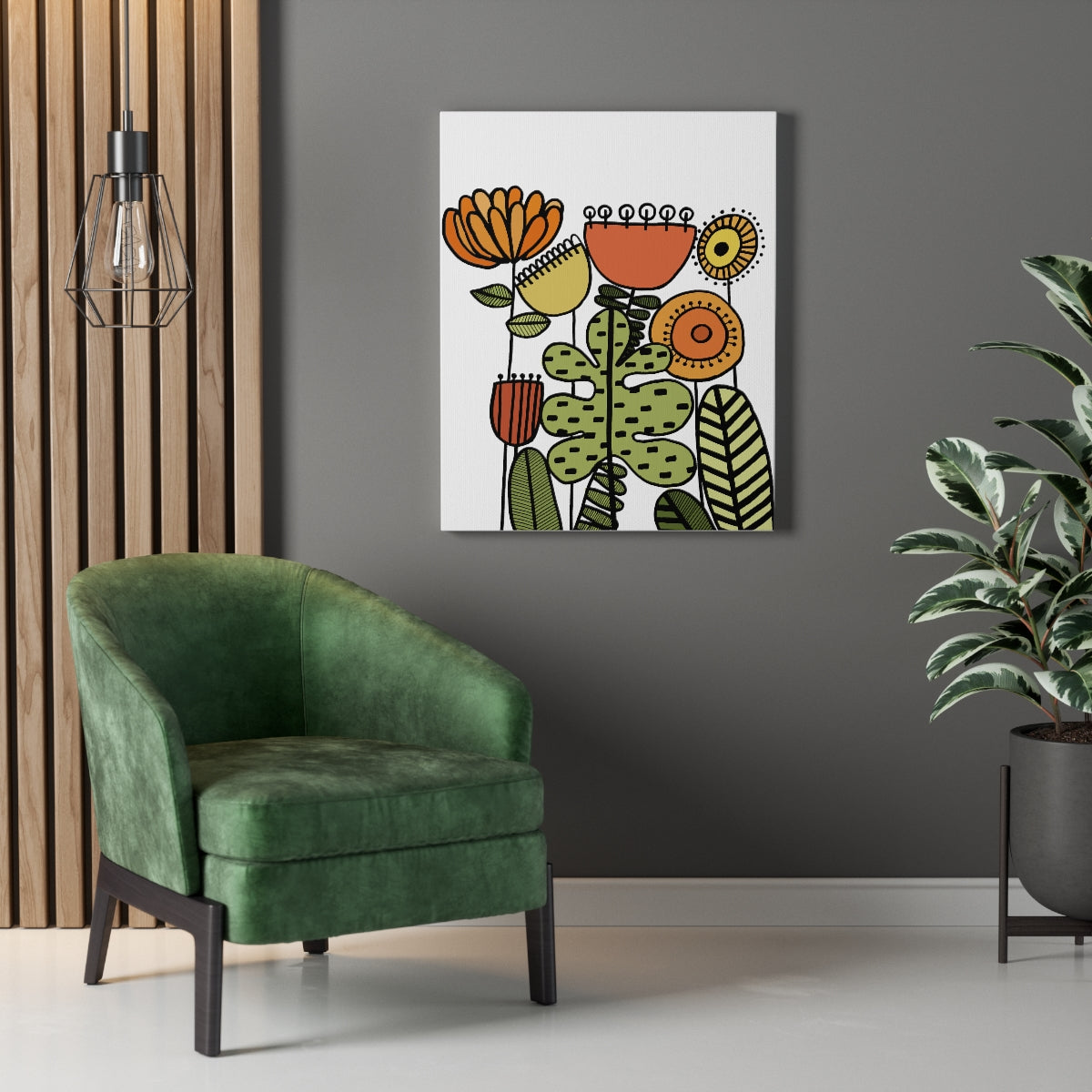 Warm Vintage Flowers Stretched Canvas