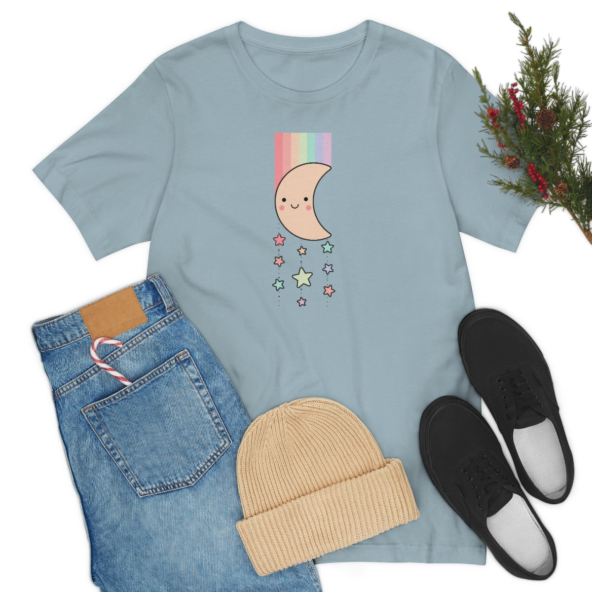 Moon Rainbow Stars T-shirt, Teacher shirt, rainbow tee, Shooting stars t, inspirational shirt, fun tshirt