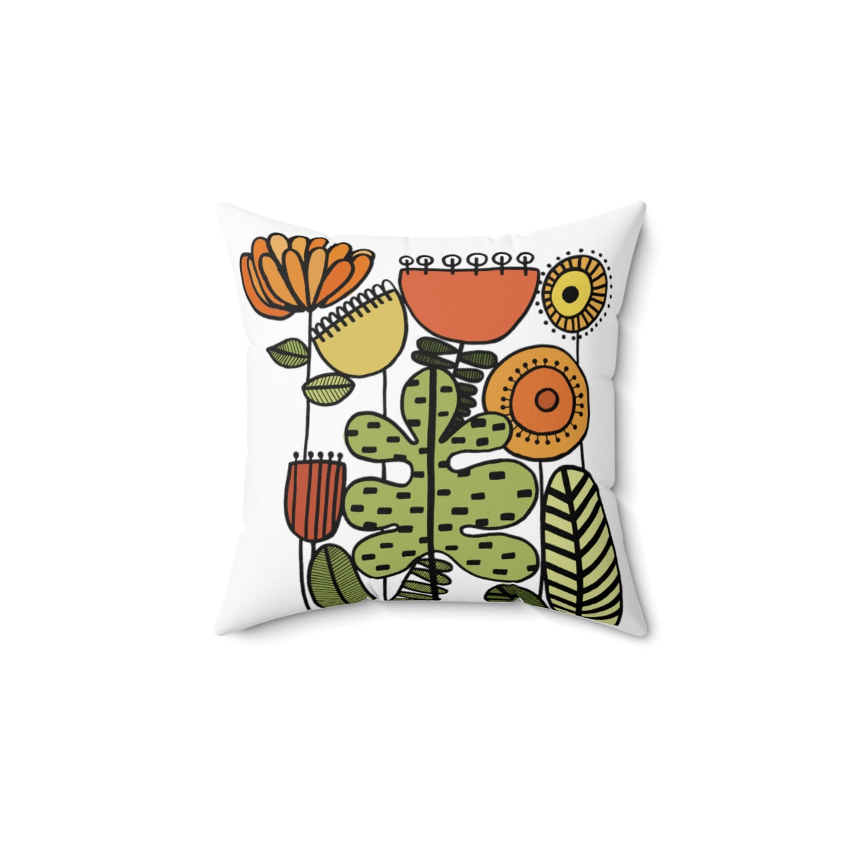 Warm Vintage Flowers Spun Polyester Square Pillow