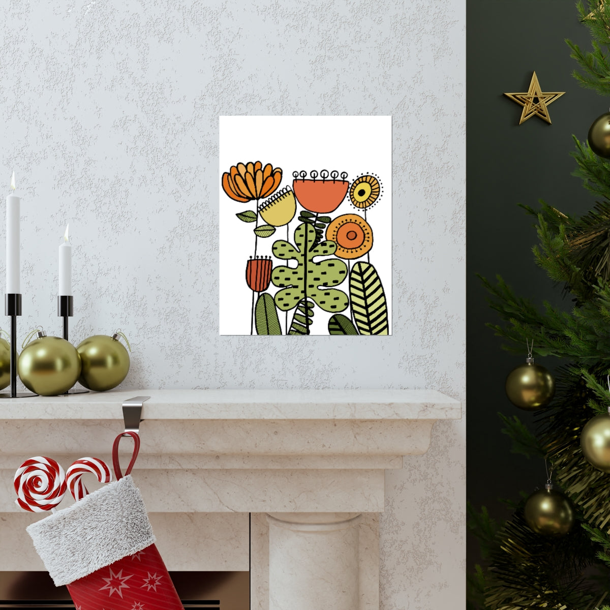 Warm Vintage Flowers Premium Matte vertical posters