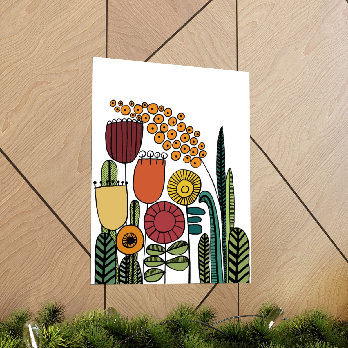 Vintage Flowers Warm Tones Premium Matte vertical posters