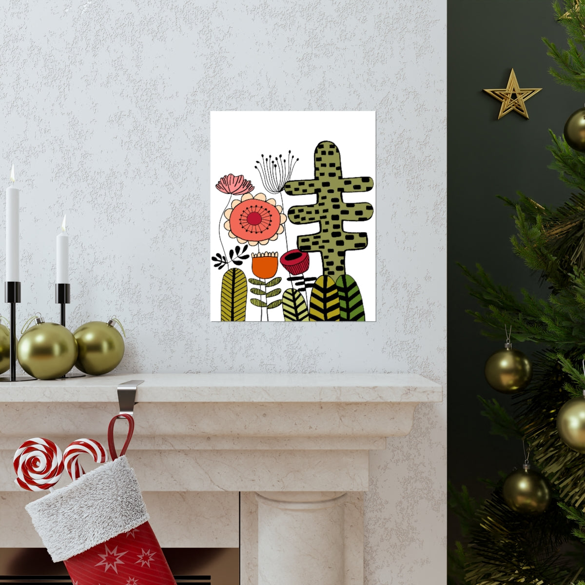 Vintage Flowers Cactus Flowers Premium Matte vertical posters