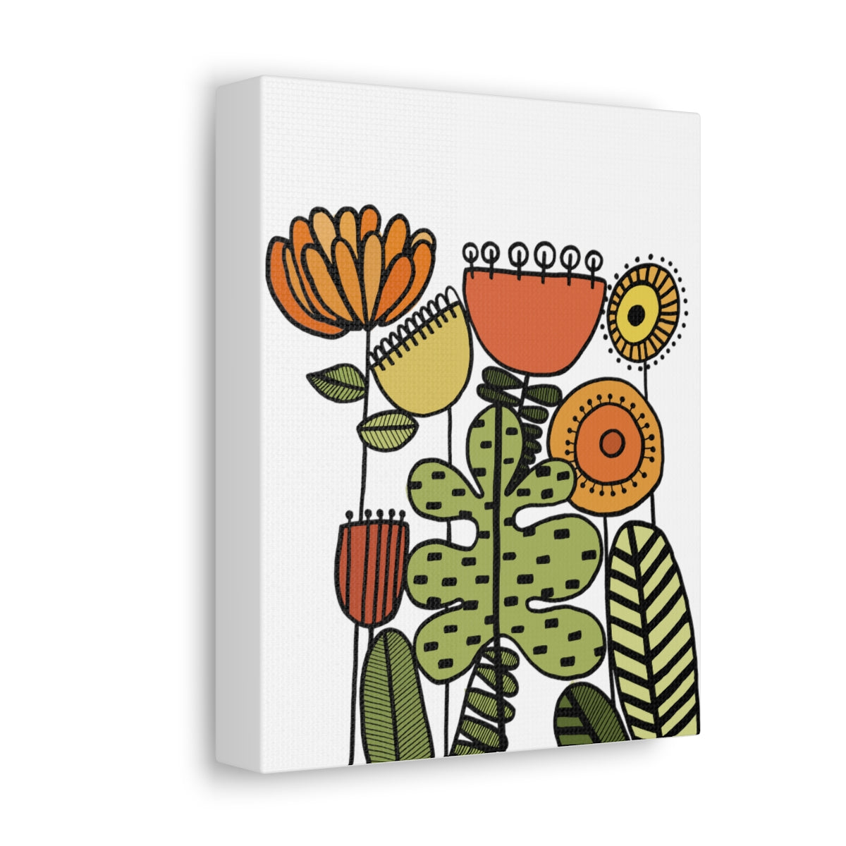 Warm Vintage Flowers Stretched Canvas