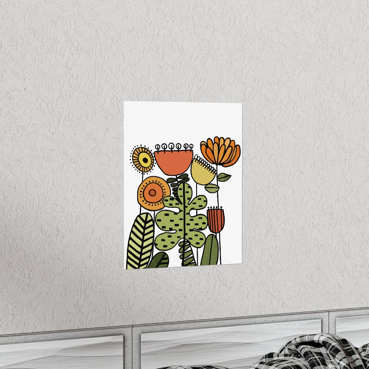 Warm Vintage Flowers Premium Matte vertical posters